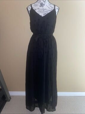 Disturbia Classic Black Spaghetti-Strap Skull Maxi Dress